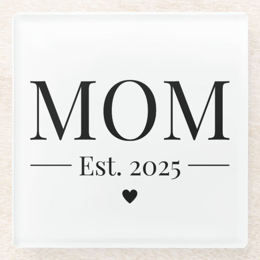 Mom Established 2025 ガラスコースター (正面)