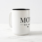 Mom Established 2026 ツートーンマグカップ (正面左)