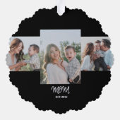 Mom Established、3枚の写真のオーナメントカード オーナメントカード (裏面)