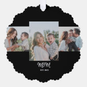 Mom Established、3枚の写真のオーナメントカード オーナメントカード (正面)
