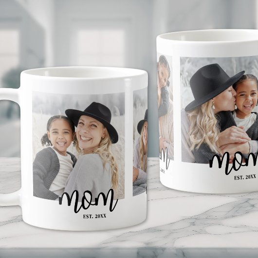 Mom Established 3枚フォトコラージュ コーヒーマグカップ
