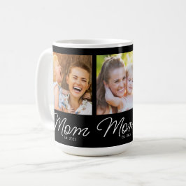 Mom Established 3 写真 スクリプト ブラック コーヒーマグカップ