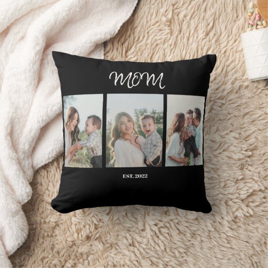 Mom Established, 3-Photo Throw Pillow クッション (ブランケット)