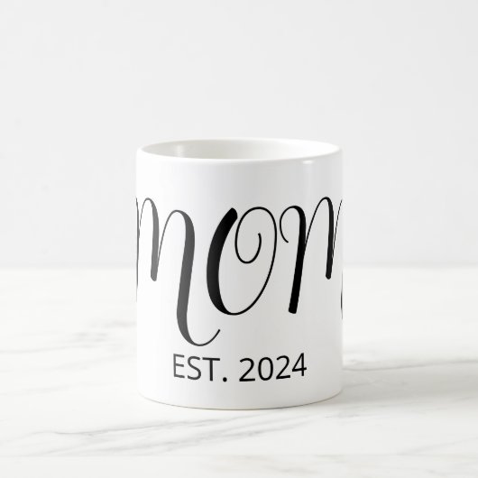 Mom Established Big Script New Mom Gift  コーヒーマグカップ (中央)