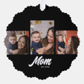 Mom Established Black 3 Photos オーナメントカード (裏面)