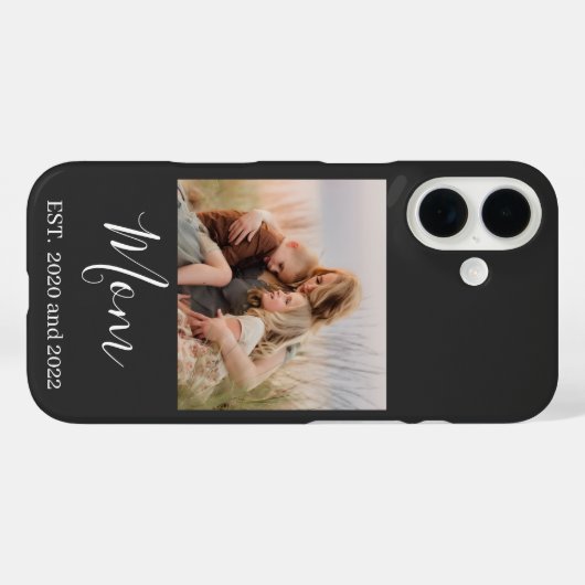 Mom Established Black Elegant Photo Script Case-Mate iPhoneケース (裏面 (横))