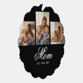 Mom Established Black Elegant Script 3 Photo オーナメントカード (右)