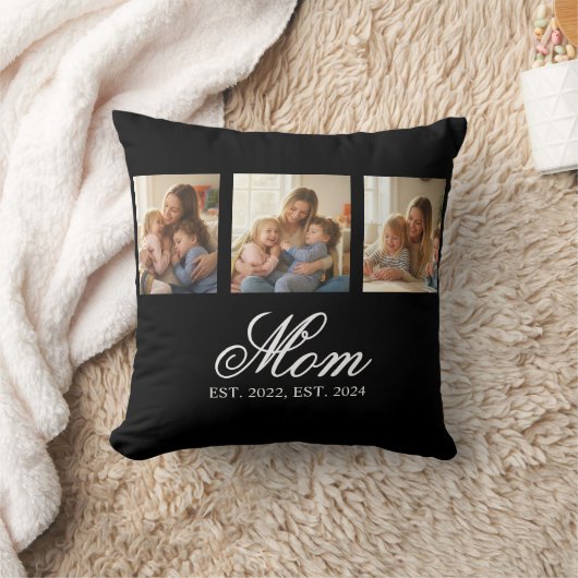 Mom Established Black Elegant Script 3 Photo クッション (ブランケット)