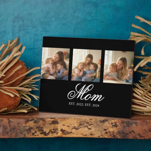 Mom Established Black Elegant Script 3 Photo フォトプラーク (側面)
