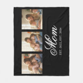 Mom Established Black Elegant Script 3 Photo フリースブランケット (正面)