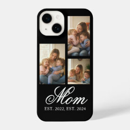 Mom Established Black Elegant Script 3 Photo iPhone 14ケース