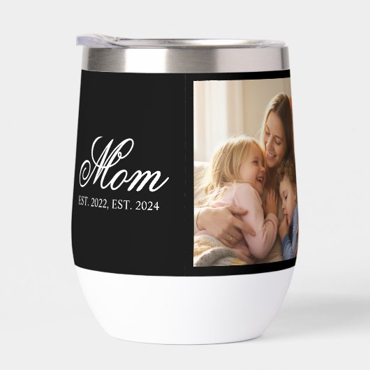 Mom Established Black Elegant Script Photo (右面)