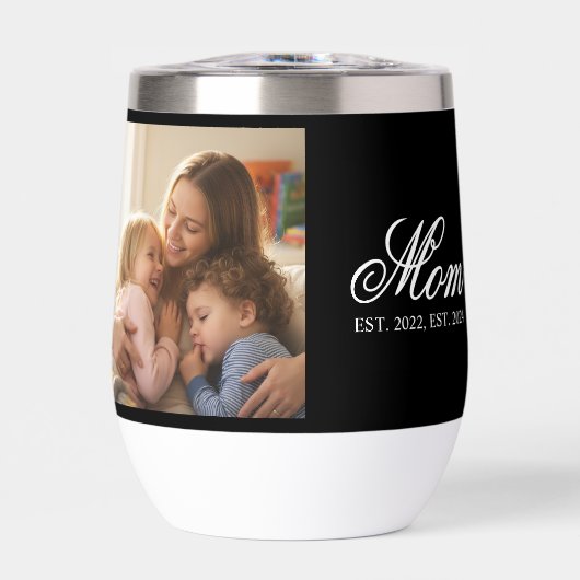 Mom Established Black Elegant Script Photo (正面)