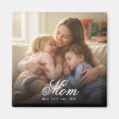 Mom Established Black Elegant Script Photo マグネット (正面)