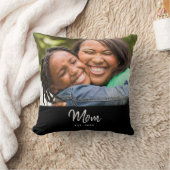 Mom Established Black Modern Script Photo クッション (ブランケット)