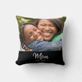 Mom Established Black Modern Script Photo クッション (正面)