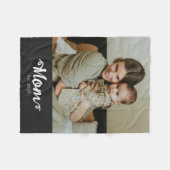 Mom Established Black Modern Script Photo フリースブランケット (正面(横))