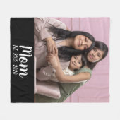 Mom Established Black Modern Script Photo フリースブランケット (正面(横))