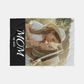 Mom Established Black Modern Script Photo  フリースブランケット (正面(横))