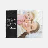 Mom Established Black Modern Script Photo  フリースブランケット (正面(横))