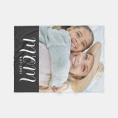 Mom Established Black Modern Script Photo フリースブランケット (正面(横))