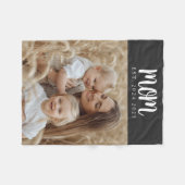 Mom Established Black Modern Script Photo フリースブランケット (正面(横))