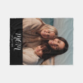 Mom Established Black Modern Script Photo フリースブランケット (正面(横))