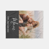 Mom Established Black Modern Script Photo  フリースブランケット (正面(横))