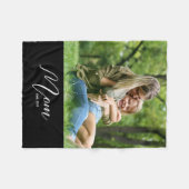 Mom Established Black Modern Script Photo フリースブランケット (正面(横))