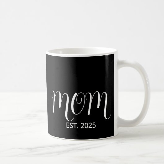 Mom Established Black Scrip New Mom Gift コーヒーマグカップ (右)