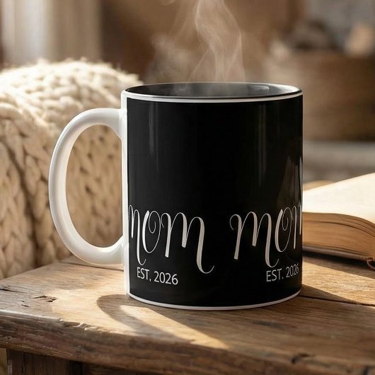 Mom Established Black Script New Mom Gift  ツートーンマグカップ