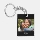 Mom Established Black White Script Photo キーホルダー (正面左)