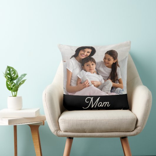 Mom Established Black White Script Photo クッション (椅子)