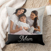 Mom Established Black White Script Photo クッション (ブランケット)