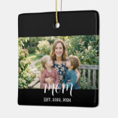 Mom Established Black White Script Photo セラミックオーナメント (左)