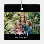 Mom Established Black White Script Photo セラミックオーナメント (裏面)