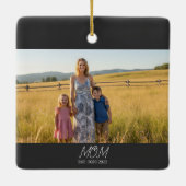 Mom Established Black White Script Photo セラミックオーナメント (裏面)