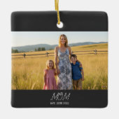 Mom Established Black White Script Photo セラミックオーナメント (正面)