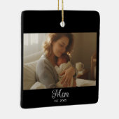 Mom Established Black White Script Photo セラミックオーナメント (右)