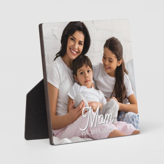 Mom Established Black White Script Photo フォトプラーク (正面)