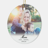 Mom Established Black White Script Photo Ornament セラミックオーナメント (左)