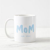Mom Established Blue Typography New Mother コーヒーマグカップ (左)