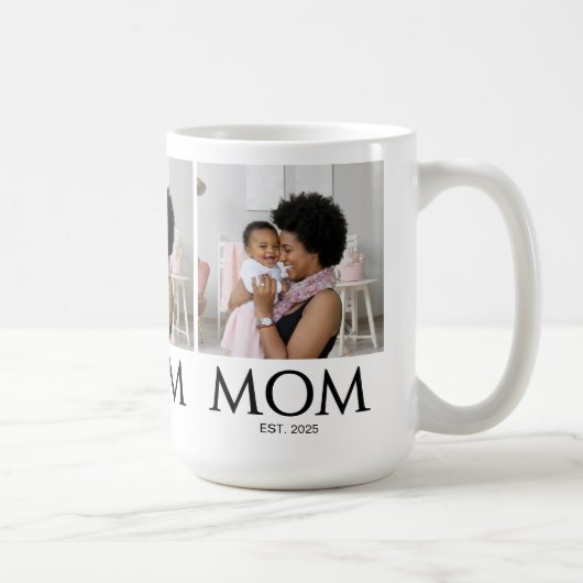 Mom Established Classic Caps White Photo コーヒーマグカップ (右)