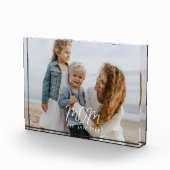 Mom Established Date（ママになった日） Est ホワイトモダンスクリプト フォトブロック (右)