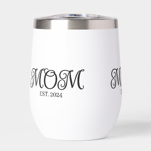 Mom Established Date Black Script New Mom Gift (正面)