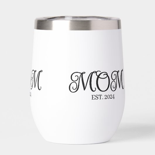 Mom Established Date Black Script New Mom Gift  (背面)