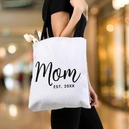 Mom Established Date Black Script New Mom Gift トートバッグ