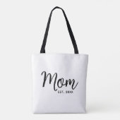 Mom Established Date Black Script New Mom Gift トートバッグ (裏面)