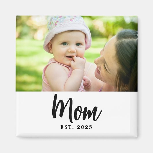 Mom Established Date Photo Gift マグネット (正面)