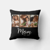 Mom Established Date Stylish Script Black 3 Photo クッション (裏面)